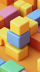 Obraz premium Abstract Colorful Blocks: Geometric Shapes & Minimal Design