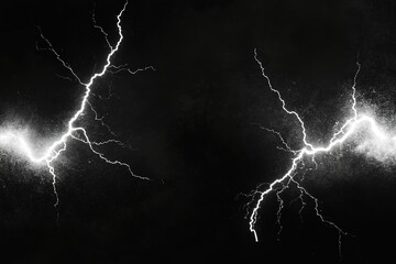 Lightning, white lightning on a black background, high resolution