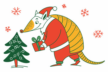 Funny Christmas Starry-Eyed Stork in White | Whimsical Holiday Art