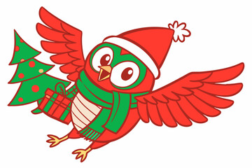 Funny Christmas Starry-Eyed Stork in White | Whimsical Holiday Art