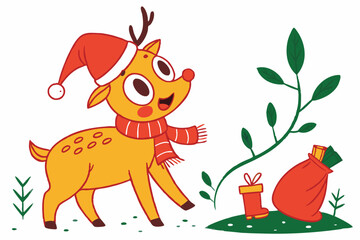 Funny Christmas Starry-Eyed Stork in White  Whimsical Holiday Art