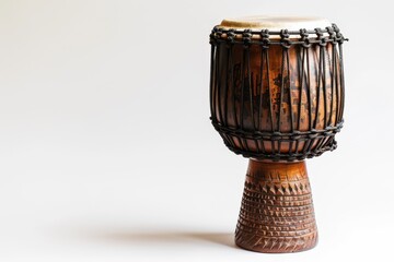 African drum set against white background