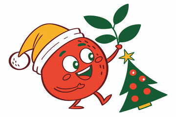 Funny Christmas Starry-Eyed Stork in White  Whimsical Holiday Art