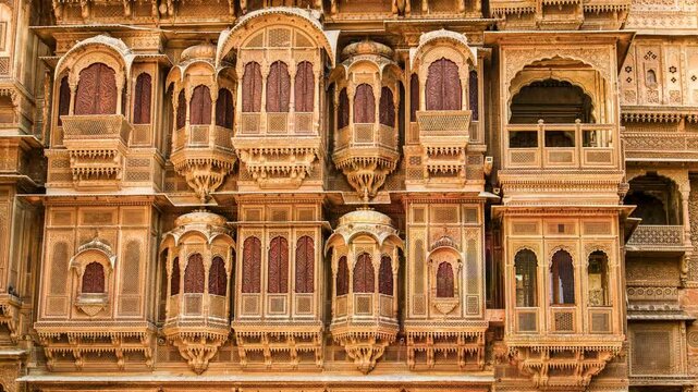 Jaisalmer India Beautiful architecture of Patwon Ki Haveli in Jaisalmer