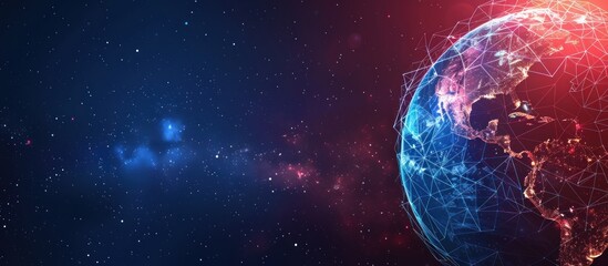 Obraz premium Earth in a Digital Network Against a Starry Sky