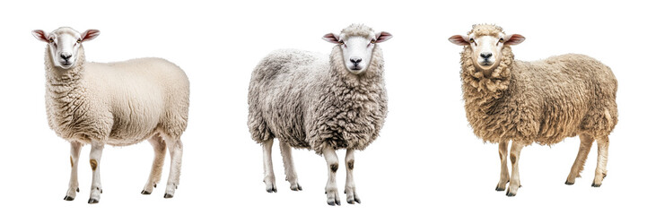 Fototapeta premium Set of Female Dorset Sheep isolated on a transparent background