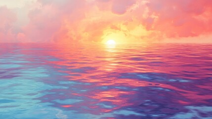 Fototapeta premium Peaceful Ocean Sunset Sky Reflection Water Colors