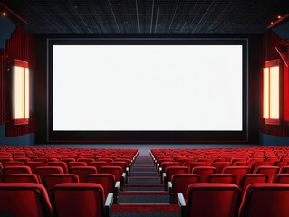 Fototapeta premium Empty screen in luxury cinema, advertising space