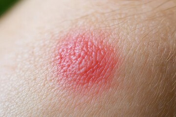 Fototapeta premium Skin rash appears on the arm after an insect bite during a summer hike in the forest