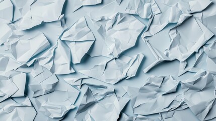 Fototapeta premium Crumpled Light Blue Paper Texture Background Abstract Design