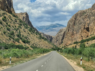 Mountain road in Armenia on a summer day