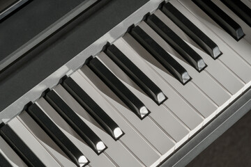 Black and White Piano Keys view From Above, Flat Lay Image,top view