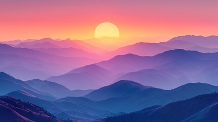 Fototapeta premium Majestic mountain range at sunset.