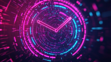 Futuristic Neon Clock Countdown Abstract 3D Digital Timer Design