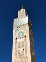 Fototapeta premium The panorama view of Casablanca and the Great Mosque of Casablanca, Morocco