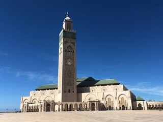 Obraz premium The panorama view of Casablanca and the Great Mosque of Casablanca, Morocco