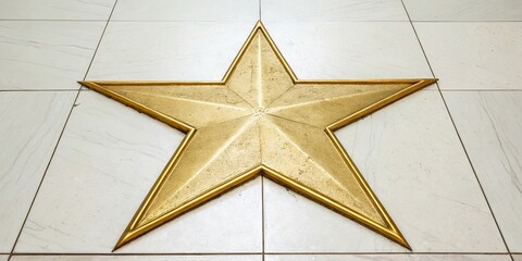 A single gold star situated in the center of a pristine white background, surrounded by an unbroken border of perfect symmetry and precision, premium quality, minimalist design, clean lines