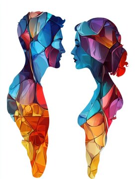 Society issues metaphors. Descendant, divorce, emancipation. Marriage annulment, social rights, gender equality. Wife and husband break up abstract concept vector illustration set.