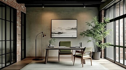 Elegant office design featuring a sleek desk