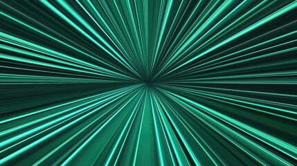 Obraz premium Abstract Green Light Rays Burst Background 3D Render Shiny Teal Lines Radiating Energy Speed Motion