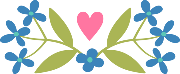 Reflected composition purple and pink flowers is made in folk art. Design element, border element, print in rustic style, isolated white background.