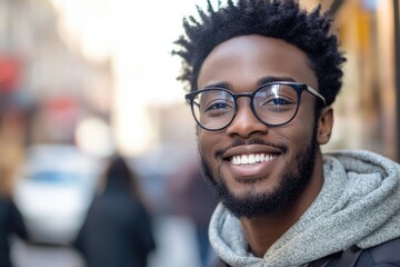 Fototapeta premium close up portrait of young smiling handsome guy