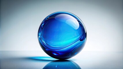Blue sphere of oil floating in air bubble against white background silhouette
