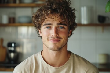 Obraz premium close up portrait of young smiling handsome guy