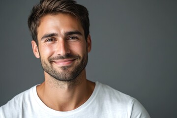 Fototapeta premium close up portrait of young smiling handsome guy