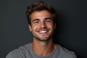 Obraz premium close up portrait of young smiling handsome guy