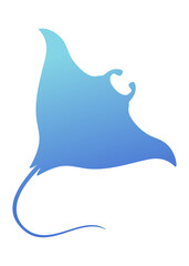 Ilustración de vida marina. Silueta aislada de manta raya gigante © teracreonte