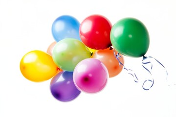 Colorful balloons floating joyfully against a bright backdrop, celebrating vibrant occasions with joy and cheerfulness, inviting smiles and a sense of festivity and playfulness