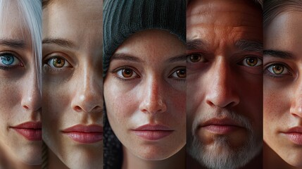 Collage of portraits of an ethnically diverse and mixed age group