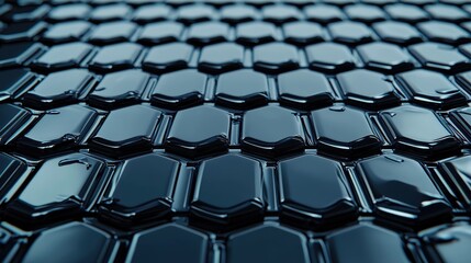 Obraz premium Abstract Dark Blue Hexagon Pattern Shiny 3D Geometric Texture Background