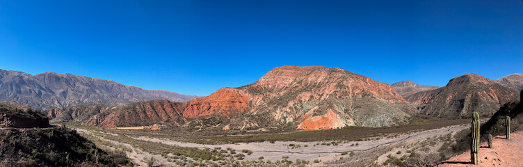 Panoramic view of colourful mountains of Cangrejillos, Salta,Northern Argentina.