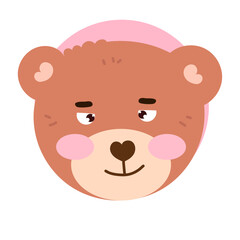 Obraz premium kawaii head brown bear cartoon different face expression design element