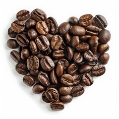 Fototapeta premium Roasted coffee beans forming a heart shape, capturing the essence of love for coffee
