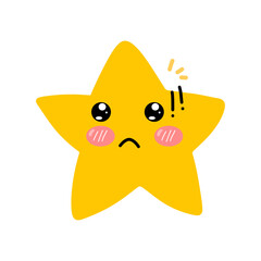 kawaii star cartoon face expression isolated on white bckground