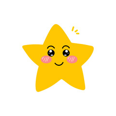 kawaii star cartoon face expression isolated on white bckground