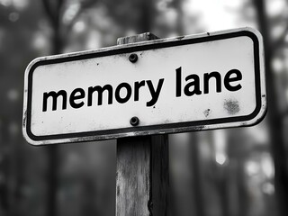 A street sign writing memory lane giving a nostalgia mood. Good old times