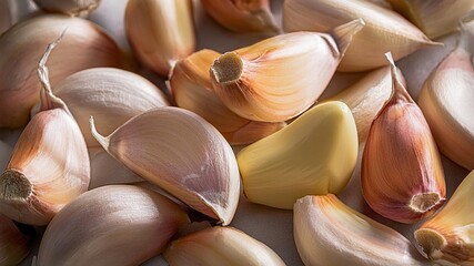 Close-up view of garlic cloves.