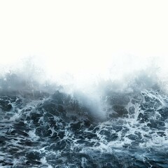 Obraz premium Giant waves with white foam crests are breaking over a dark blue ocean