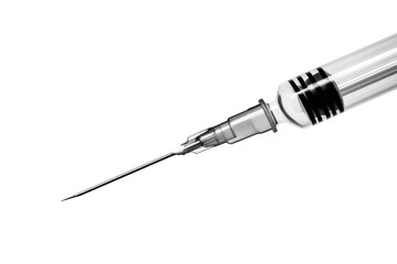 Close up Syringes with sharp needle tips for medical used isolated on background, equipment for measuring and dispensing fluid.