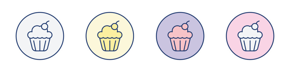 Cupcake icon Thin line flat illustration