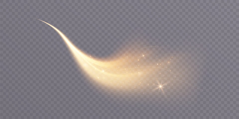 Golden magic comet with many sparkling dusty shimmering light effects. Magic golden swirl for web and design. vector png © MAKSYM