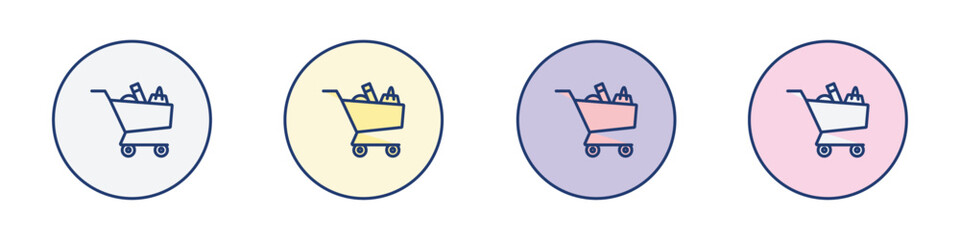 Full cart icon Thin line flat illustration