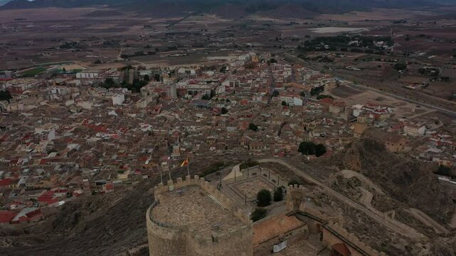 Aerial view of Jumilla Castle, Murcia, Spain