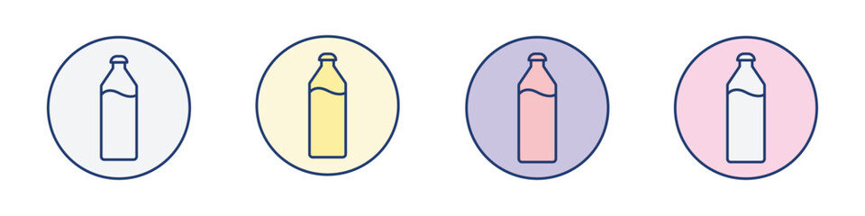 Milk bottle icon Thin line flat illustration