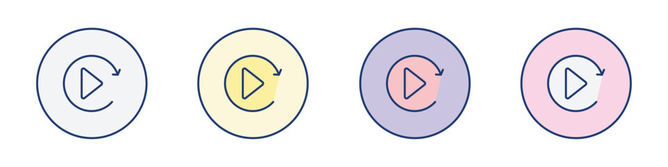 Replay icon Thin line flat illustration