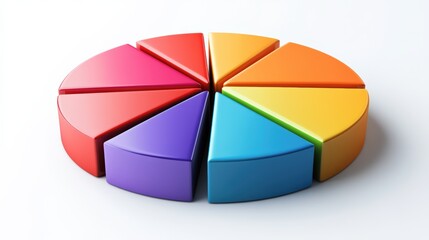 Obraz premium minimalist photo of a pie chart showing the distribution of sustainable investments, isolated on a white studio background 